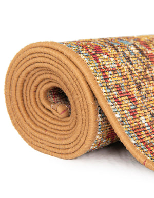 Blue and Light Brown 4' 1 x 6' 1 Outdoor Traditional Rectangle Area Rug Weather Resistant for Patio, Deck, Terrace, Balcony, Porch Classical Design Outside Carpet for Sale at Rug Engine