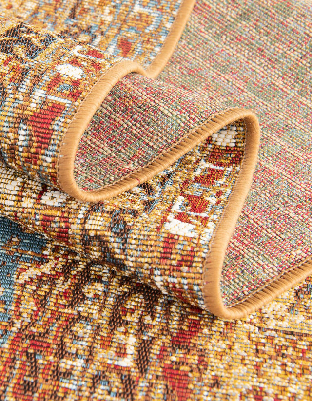 Blue and Light Brown 2' x 3' 1 Outdoor Traditional Rectangle Area Rug Weather Resistant for Patio, Deck, Terrace, Balcony, Porch Classical Design Outside Carpet for Sale at Rug Engine