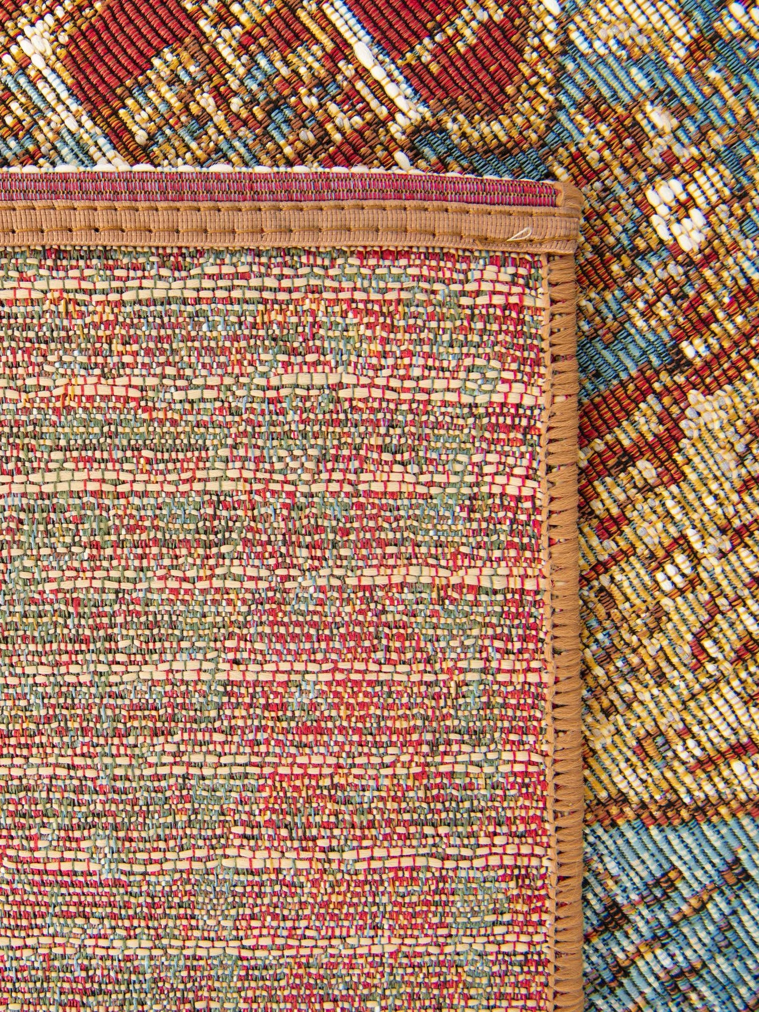 Blue and Light Brown 2' 7 x 10' Outdoor Traditional Runner Area Rug Weather Resistant for Patio, Deck, Terrace, Balcony, Porch Classical Design Outside Carpet for Sale at Rug Engine