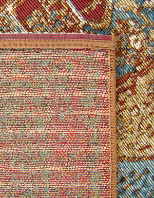 Blue and Light Brown 2' 7 x 10' Outdoor Traditional Runner Area Rug Weather Resistant for Patio, Deck, Terrace, Balcony, Porch Classical Design Outside Carpet for Sale at Rug Engine