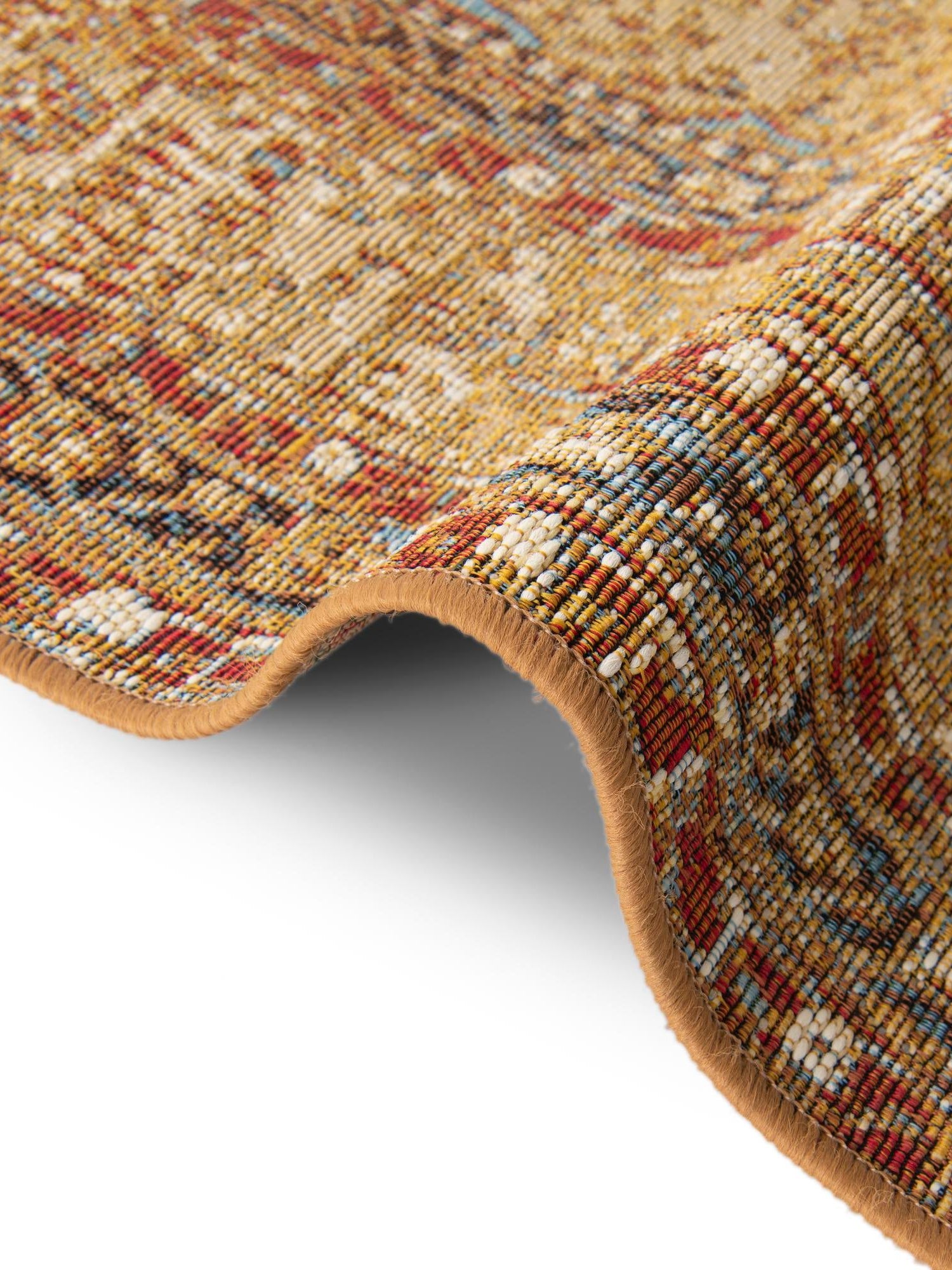 Blue and Light Brown 2' 7 x 10' Outdoor Traditional Runner Area Rug Weather Resistant for Patio, Deck, Terrace, Balcony, Porch Classical Design Outside Carpet for Sale at Rug Engine