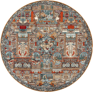 Multicolor 10' x 10' Outdoor Traditional Round Rug