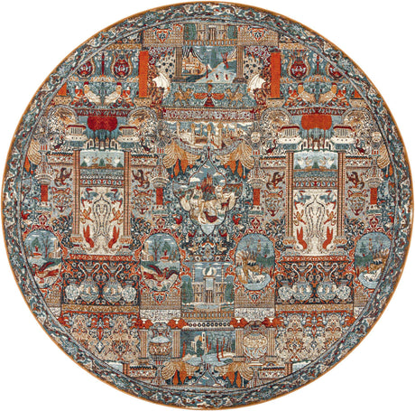 Multicolor 10' x 10' Outdoor Traditional Round Rug