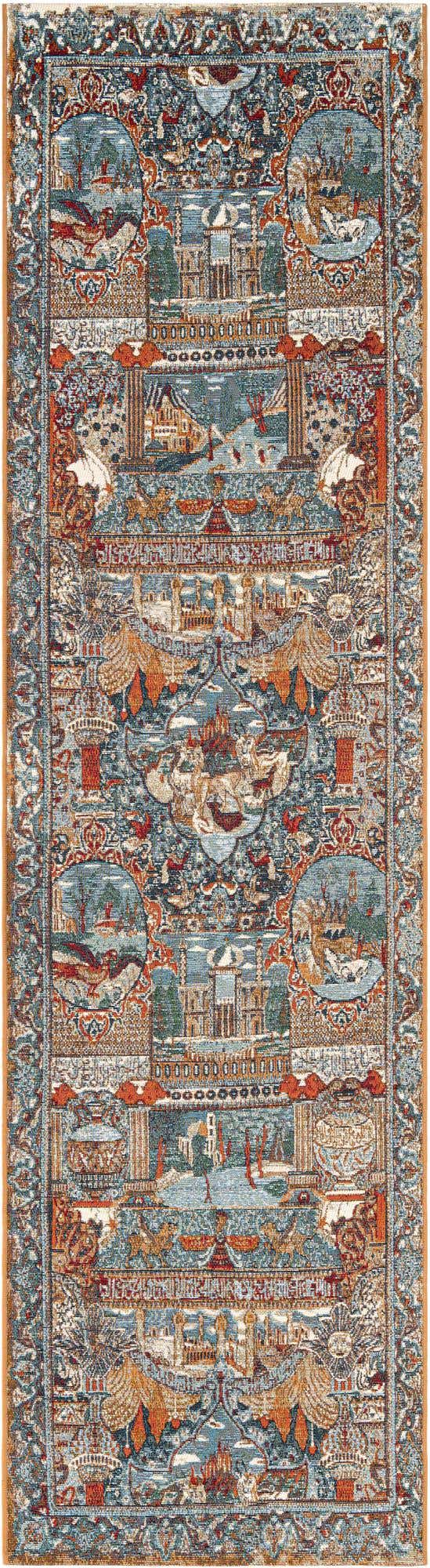 Multicolor 2' 7 x 10' Outdoor Traditional Runner Area Rug Weather Resistant for Patio, Deck, Terrace, Balcony, Porch Classical Design Outside Carpet for Sale at Rug Engine