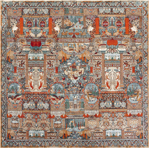 Multicolor 10' x 10' Outdoor Traditional Square Area Rug Weather Resistant for Patio, Deck, Terrace, Balcony, Porch Classical Design Outside Carpet for Sale at Rug Engine