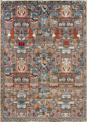 Multicolor 10' x 14' 1 Outdoor Traditional Rectangle Area Rug Weather Resistant for Patio, Deck, Terrace, Balcony, Porch Classical Design Outside Carpet for Sale at Rug Engine