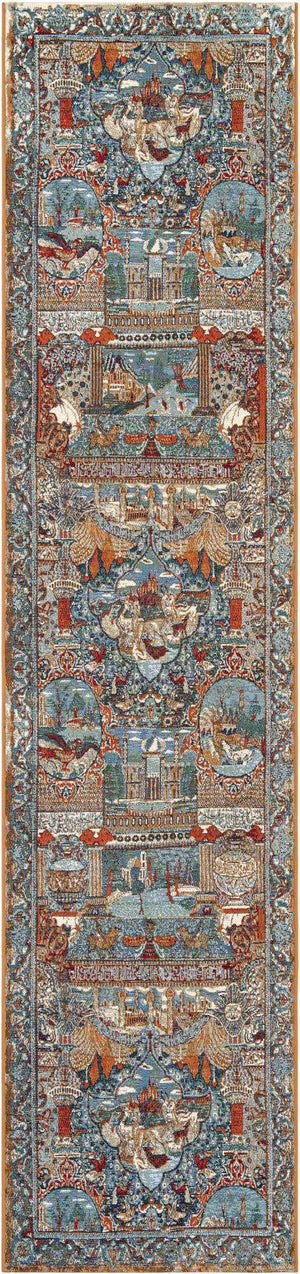 Multicolor 2' 7 x 12' Outdoor Traditional Runner Area Rug Weather Resistant for Patio, Deck, Terrace, Balcony, Porch Classical Design Outside Carpet for Sale at Rug Engine