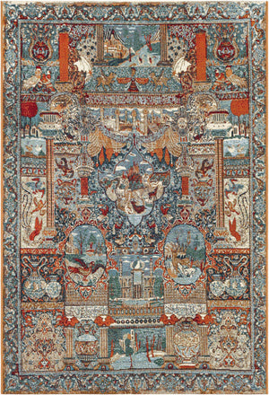 Multicolor 4' 1 x 6' 1 Outdoor Traditional Rectangle Area Rug Weather Resistant for Patio, Deck, Terrace, Balcony, Porch Classical Design Outside Carpet for Sale at Rug Engine