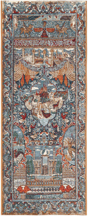 Multicolor 2' x 5' 1 Outdoor Traditional Runner Area Rug Weather Resistant for Patio, Deck, Terrace, Balcony, Porch Classical Design Outside Carpet for Sale at Rug Engine