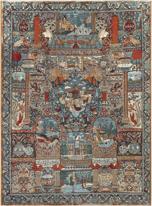 Multicolor 5' 3 x 7' 1 Outdoor Traditional Rectangle Area Rug Weather Resistant for Patio, Deck, Terrace, Balcony, Porch Classical Design Outside Carpet for Sale at Rug Engine
