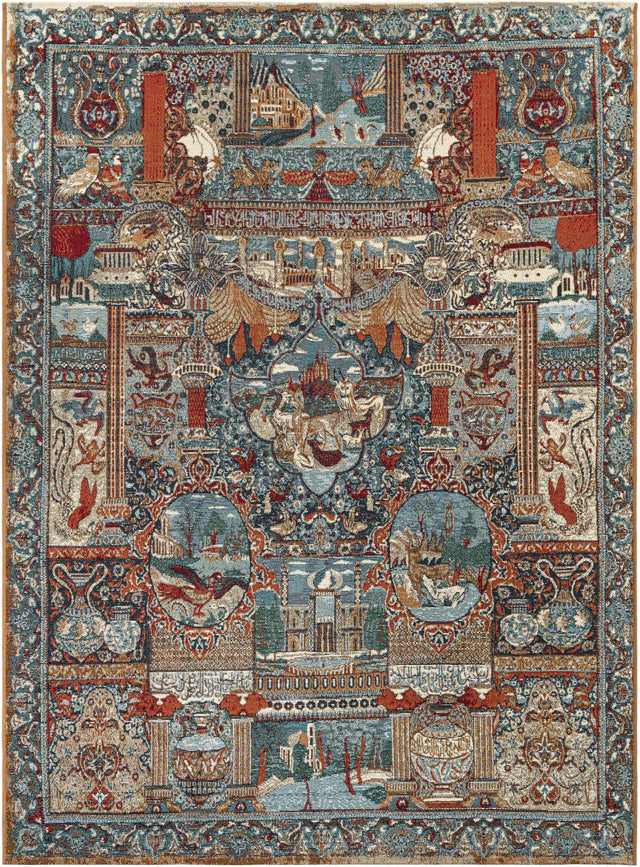 Multicolor 5' 3 x 7' 1 Outdoor Traditional Rectangle Area Rug Weather Resistant for Patio, Deck, Terrace, Balcony, Porch Classical Design Outside Carpet for Sale at Rug Engine
