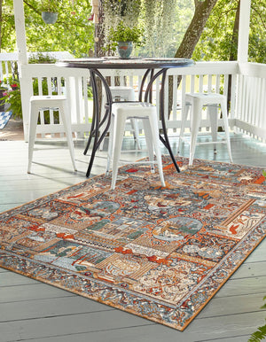 Multicolor 10' x 14' 1 Outdoor Traditional Rectangle Area Rug Weather Resistant for Patio, Deck, Terrace, Balcony, Porch Classical Design Outside Carpet for Sale at Rug Engine