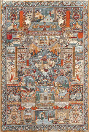 Multicolor 5' 3 x 8' Outdoor Traditional Rectangle Area Rug Weather Resistant for Patio, Deck, Terrace, Balcony, Porch Classical Design Outside Carpet for Sale at Rug Engine