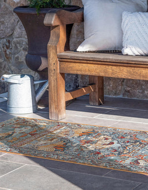 Multicolor 2' x 5' 1 Outdoor Traditional Runner Area Rug Weather Resistant for Patio, Deck, Terrace, Balcony, Porch Classical Design Outside Carpet for Sale at Rug Engine