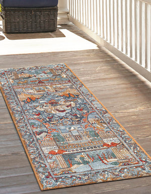 Multicolor 2' x 8' Outdoor Traditional Runner Area Rug Weather Resistant for Patio, Deck, Terrace, Balcony, Porch Classical Design Outside Carpet for Sale at Rug Engine