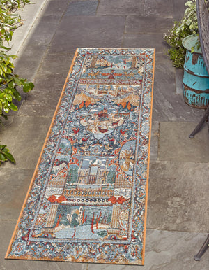 Multicolor 2' x 5' 1 Outdoor Traditional Runner Area Rug Weather Resistant for Patio, Deck, Terrace, Balcony, Porch Classical Design Outside Carpet for Sale at Rug Engine