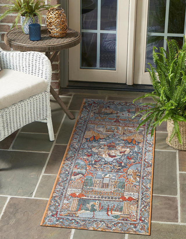 Multicolor 2' x 5' 1 Outdoor Traditional Runner Area Rug Weather Resistant for Patio, Deck, Terrace, Balcony, Porch Classical Design Outside Carpet for Sale at Rug Engine