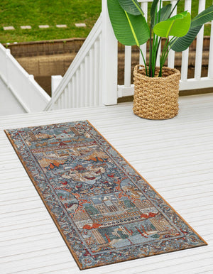 Multicolor 2' x 5' 1 Outdoor Traditional Runner Area Rug Weather Resistant for Patio, Deck, Terrace, Balcony, Porch Classical Design Outside Carpet for Sale at Rug Engine