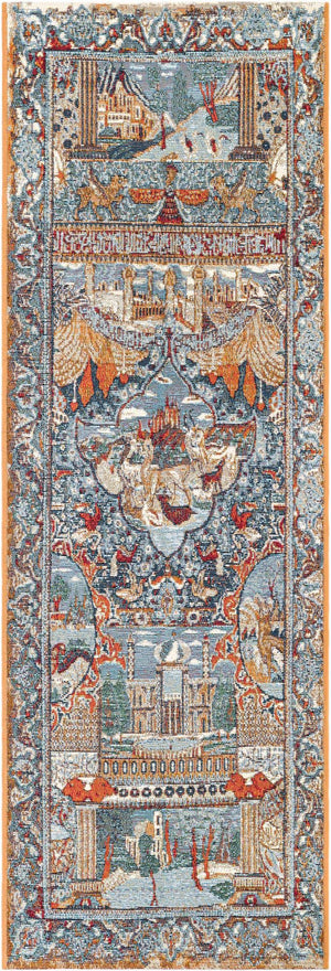 Multicolor 2' x 6' 1 Outdoor Traditional Runner Area Rug Weather Resistant for Patio, Deck, Terrace, Balcony, Porch Classical Design Outside Carpet for Sale at Rug Engine