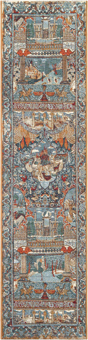 Multicolor 2' x 8' Outdoor Traditional Runner Area Rug Weather Resistant for Patio, Deck, Terrace, Balcony, Porch Classical Design Outside Carpet for Sale at Rug Engine