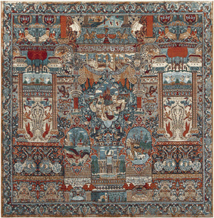 Multicolor 7' 10 x 7' 10 Outdoor Traditional Square Area Rug Weather Resistant for Patio, Deck, Terrace, Balcony, Porch Classical Design Outside Carpet for Sale at Rug Engine