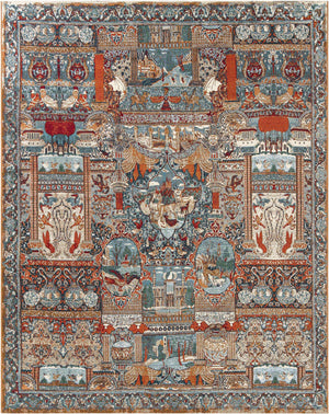 Multicolor 7' 10 x 10' Outdoor Traditional Rectangle Area Rug Weather Resistant for Patio, Deck, Terrace, Balcony, Porch Classical Design Outside Carpet for Sale at Rug Engine