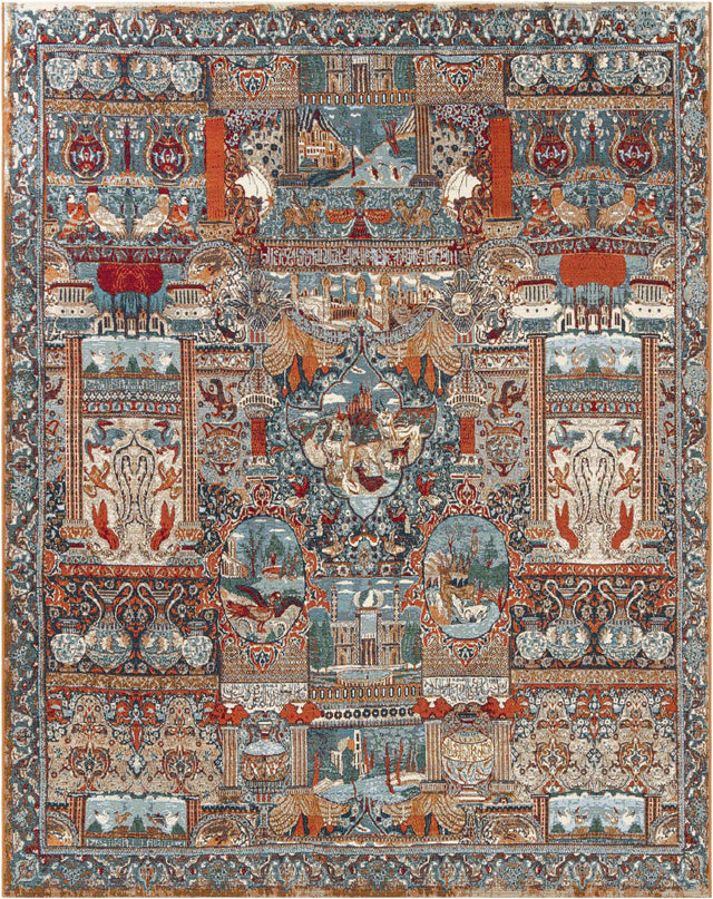 Multicolor 7' 10 x 10' Outdoor Traditional Rectangle Area Rug Weather Resistant for Patio, Deck, Terrace, Balcony, Porch Classical Design Outside Carpet for Sale at Rug Engine