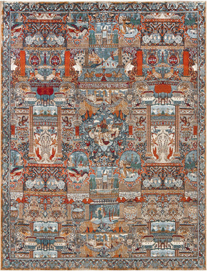 Multicolor 9' x 12' Outdoor Traditional Rectangle Area Rug Weather Resistant for Patio, Deck, Terrace, Balcony, Porch Classical Design Outside Carpet for Sale at Rug Engine
