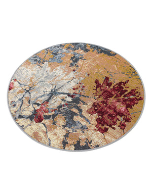 Multicolor 3' 3 x 3' 3 Outdoor Modern Round Area Rug Weather Resistant for Patio, Deck, Terrace, Balcony, Porch 100% Polypropylene Modern Outside Carpet for Sale at Rug Engine