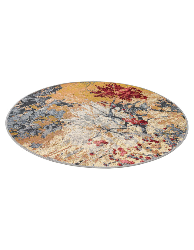 Multicolor 4' 1 x 4' 1 Outdoor Modern Round Area Rug Weather Resistant for Patio, Deck, Terrace, Balcony, Porch 100% Polypropylene Modern Outside Carpet for Sale at Rug Engine