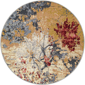Multicolor 4' 1 x 4' 1 Outdoor Modern Round Area Rug Weather Resistant for Patio, Deck, Terrace, Balcony, Porch 100% Polypropylene Modern Outside Carpet for Sale at Rug Engine