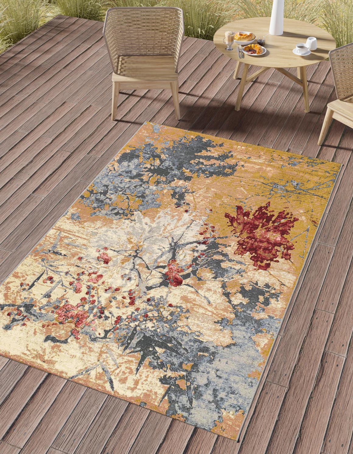Multicolor 9' x 12' Outdoor Modern Rectangle Rug