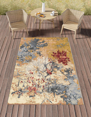 Multicolor 4' 1 x 6' 1 Outdoor Modern Rectangle Area Rug Weather Resistant for Patio, Deck, Terrace, Balcony, Porch 100% Polypropylene Modern Outside Carpet for Sale at Rug Engine