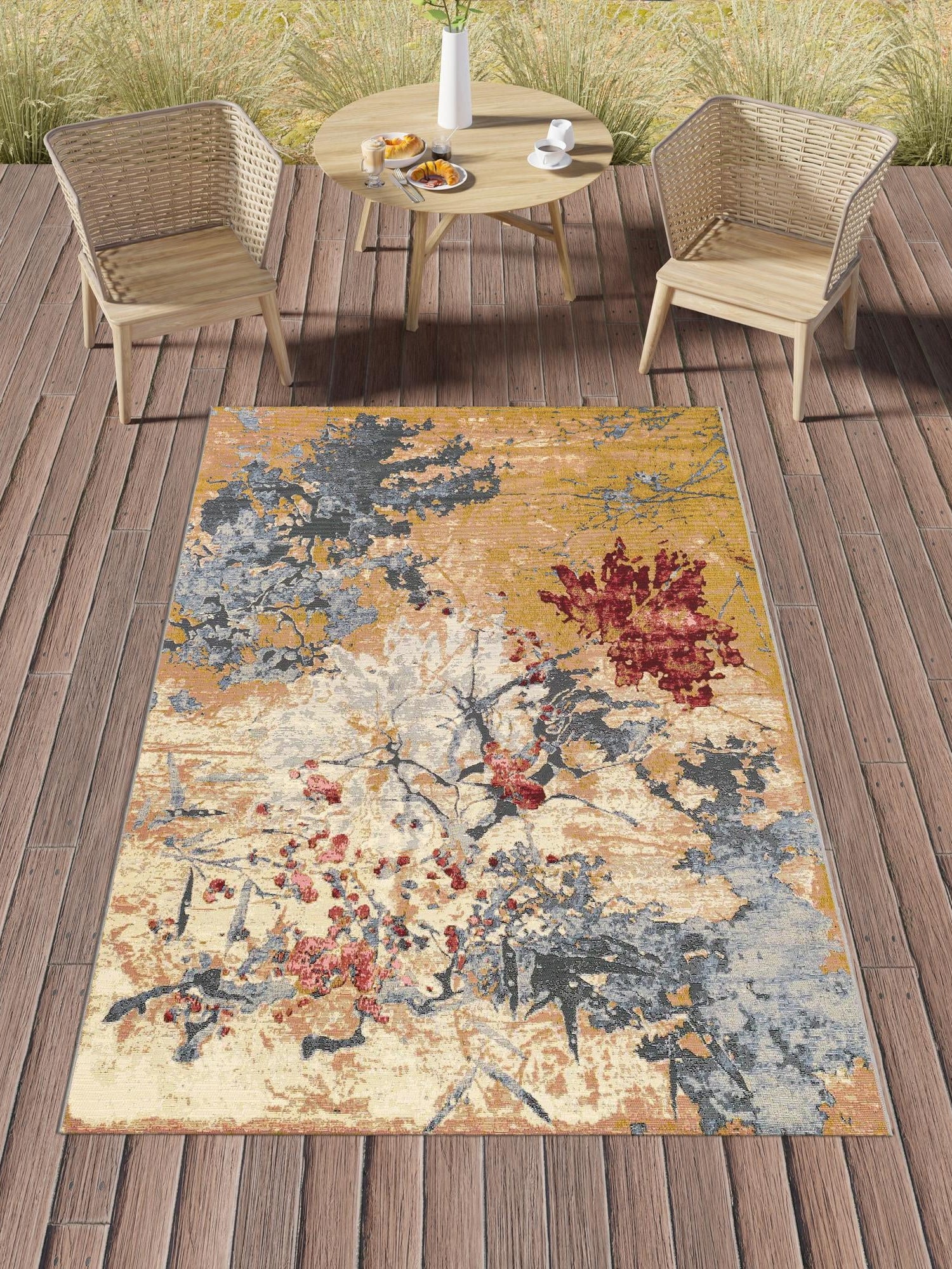 Multicolor 9' x 12' Outdoor Modern Rectangle Rug