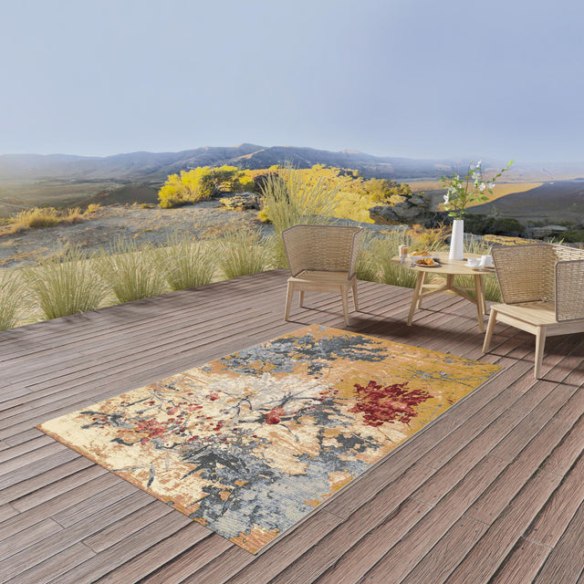 Multicolor 10' x 14' 1 Outdoor Modern Rectangle Area Rug Weather Resistant for Patio, Deck, Terrace, Balcony, Porch 100% Polypropylene Modern Outside Carpet for Sale at Rug Engine