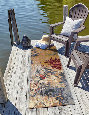 Multicolor 2' x 6' 1 Outdoor Modern Runner Area Rug Weather Resistant for Patio, Deck, Terrace, Balcony, Porch 100% Polypropylene Modern Outside Carpet for Sale at Rug Engine