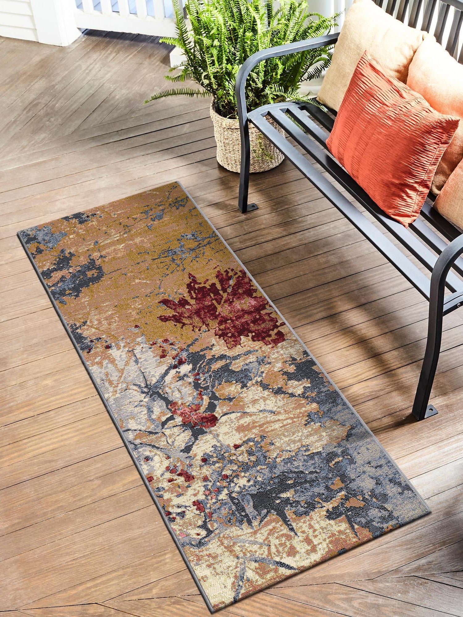 Multicolor 2' x 8' Outdoor Modern Runner Area Rug Weather Resistant for Patio, Deck, Terrace, Balcony, Porch 100% Polypropylene Modern Outside Carpet for Sale at Rug Engine