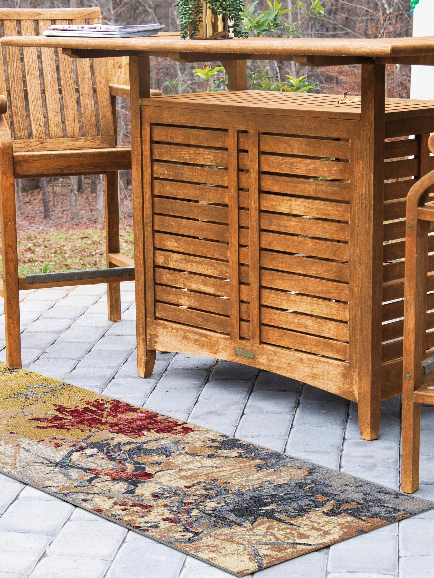 Multicolor 2' 7 x 12' Outdoor Modern Runner Area Rug Weather Resistant for Patio, Deck, Terrace, Balcony, Porch 100% Polypropylene Modern Outside Carpet for Sale at Rug Engine