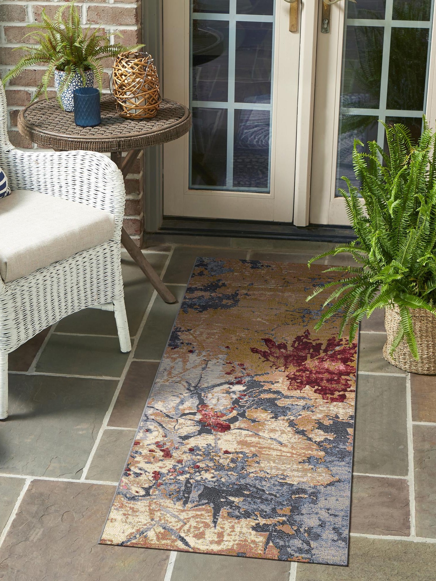 Multicolor 2' x 5' 1 Outdoor Modern Runner Area Rug Weather Resistant for Patio, Deck, Terrace, Balcony, Porch 100% Polypropylene Modern Outside Carpet for Sale at Rug Engine