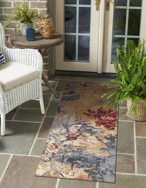 Multicolor 2' x 5' 1 Outdoor Modern Runner Area Rug Weather Resistant for Patio, Deck, Terrace, Balcony, Porch 100% Polypropylene Modern Outside Carpet for Sale at Rug Engine
