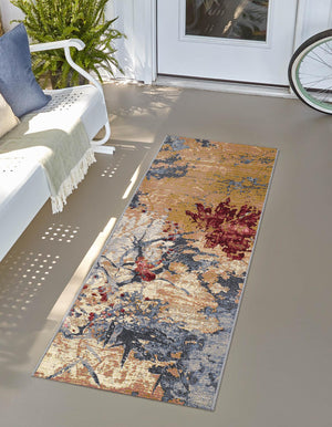 Multicolor 2' x 6' 1 Outdoor Modern Runner Area Rug Weather Resistant for Patio, Deck, Terrace, Balcony, Porch 100% Polypropylene Modern Outside Carpet for Sale at Rug Engine