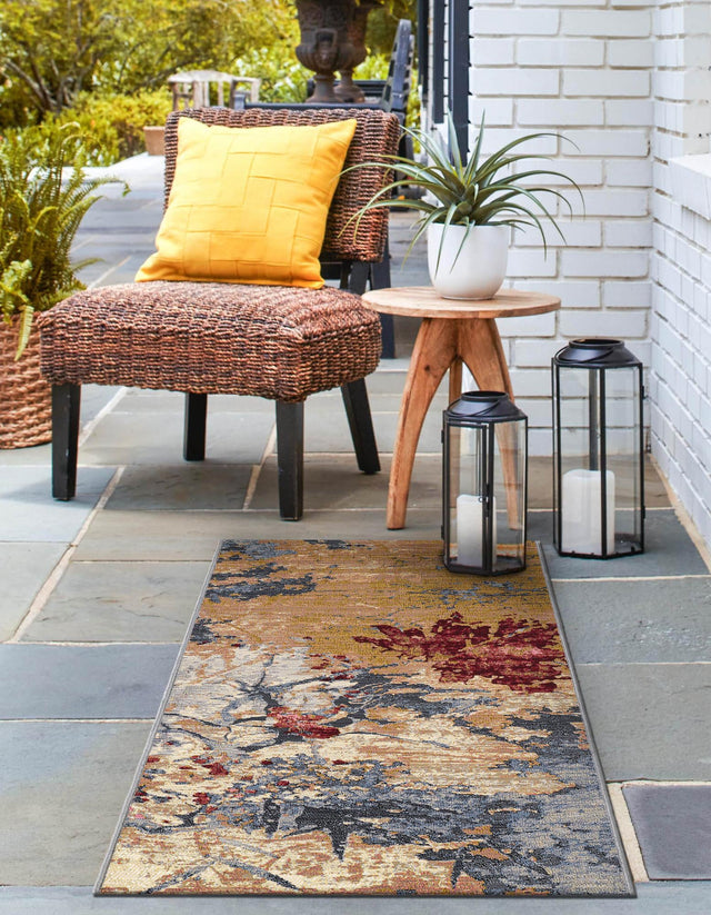 Multicolor 2' x 6' 1 Outdoor Modern Runner Area Rug Weather Resistant for Patio, Deck, Terrace, Balcony, Porch 100% Polypropylene Modern Outside Carpet for Sale at Rug Engine