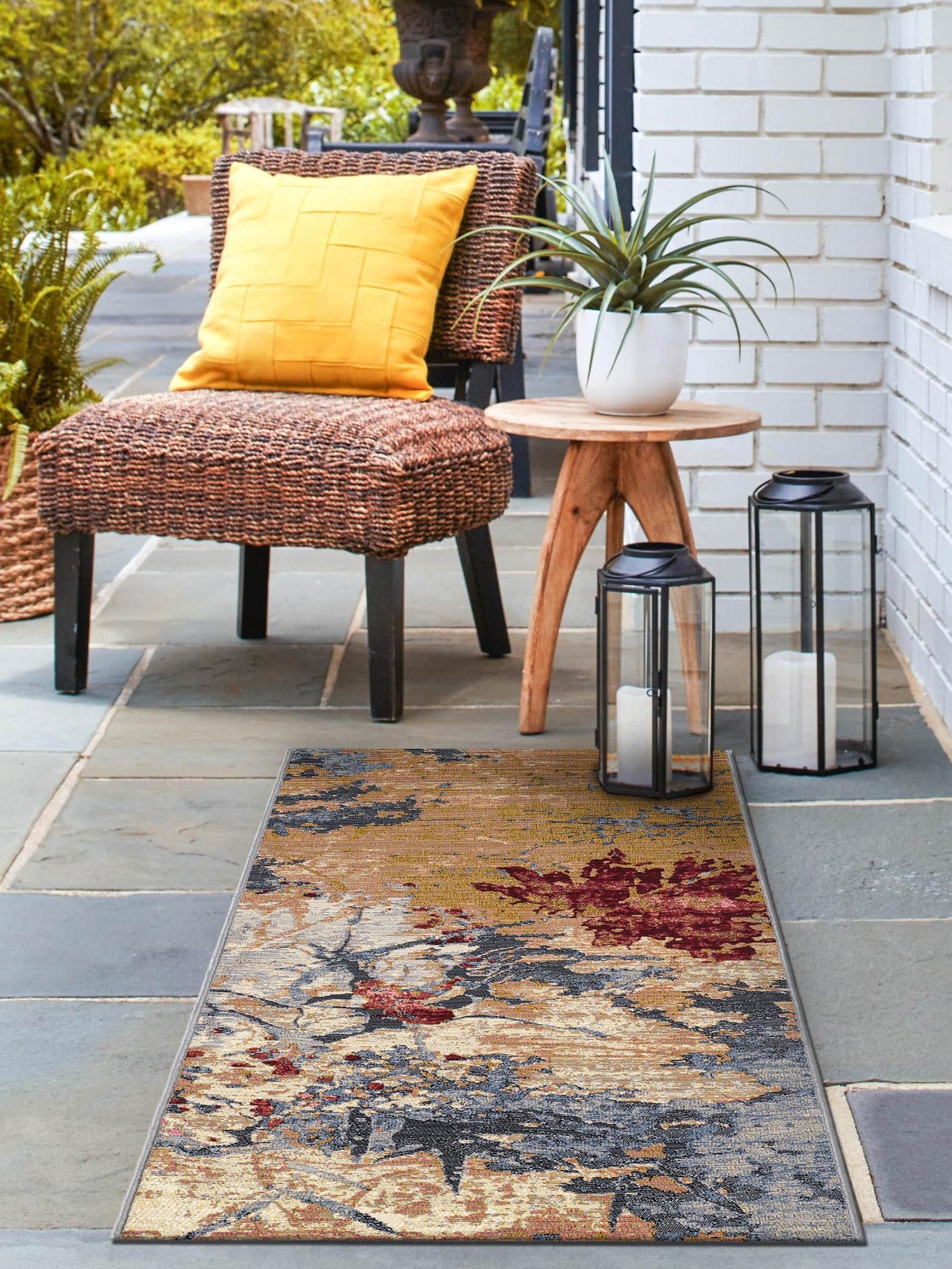 Multicolor 2' 7 x 12' Outdoor Modern Runner Area Rug Weather Resistant for Patio, Deck, Terrace, Balcony, Porch 100% Polypropylene Modern Outside Carpet for Sale at Rug Engine