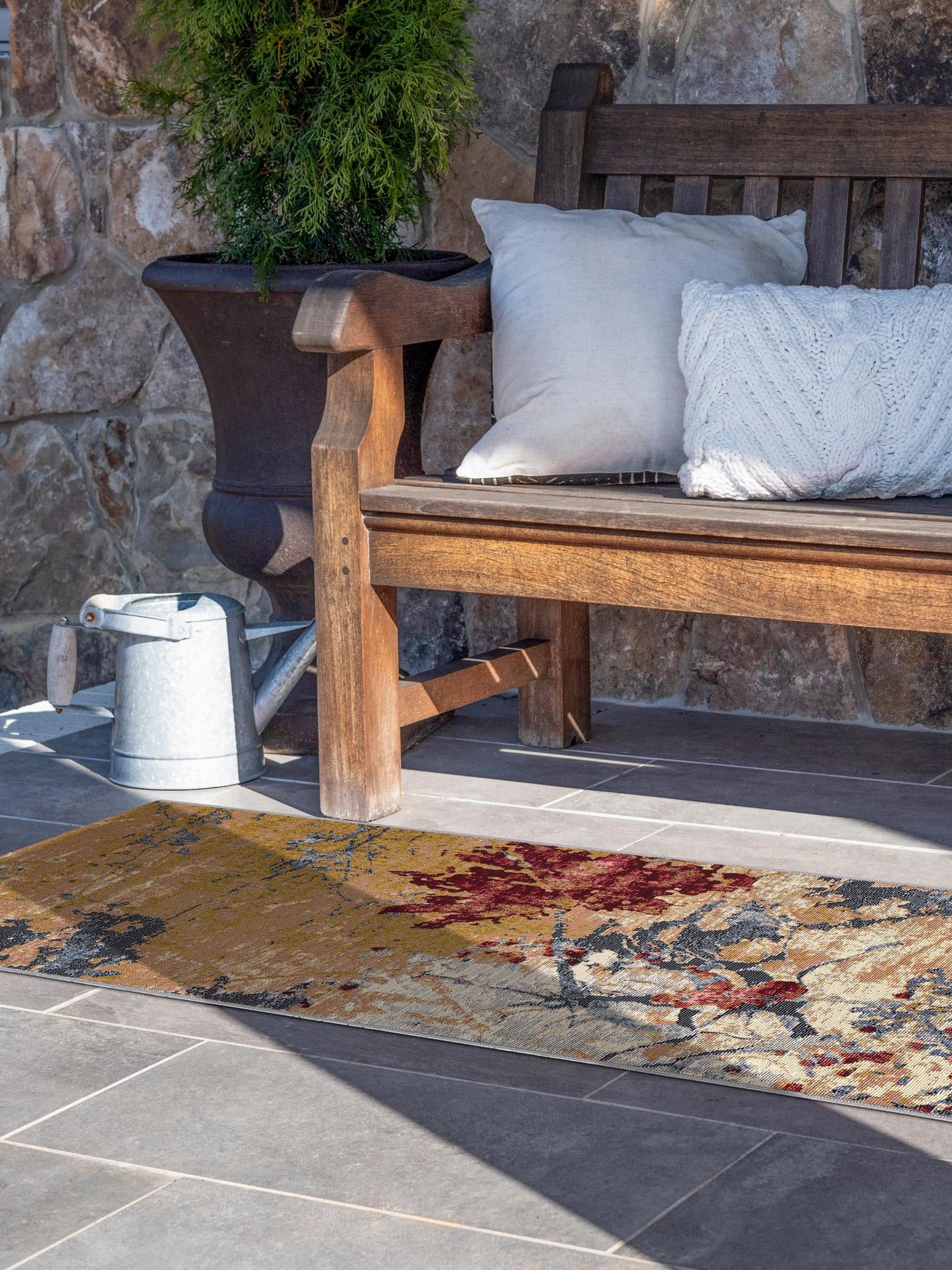 Multicolor 2' 7 x 10' Outdoor Modern Runner Area Rug Weather Resistant for Patio, Deck, Terrace, Balcony, Porch 100% Polypropylene Modern Outside Carpet for Sale at Rug Engine