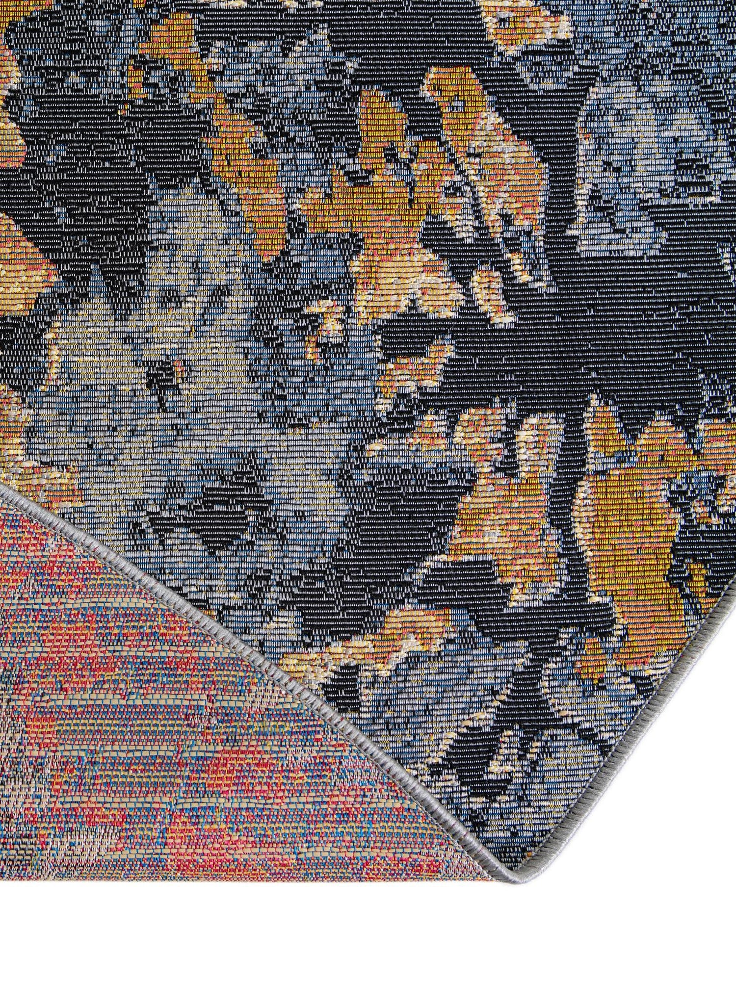 Multicolor 10' x 10' Outdoor Modern Round Area Rug Weather Resistant for Patio, Deck, Terrace, Balcony, Porch