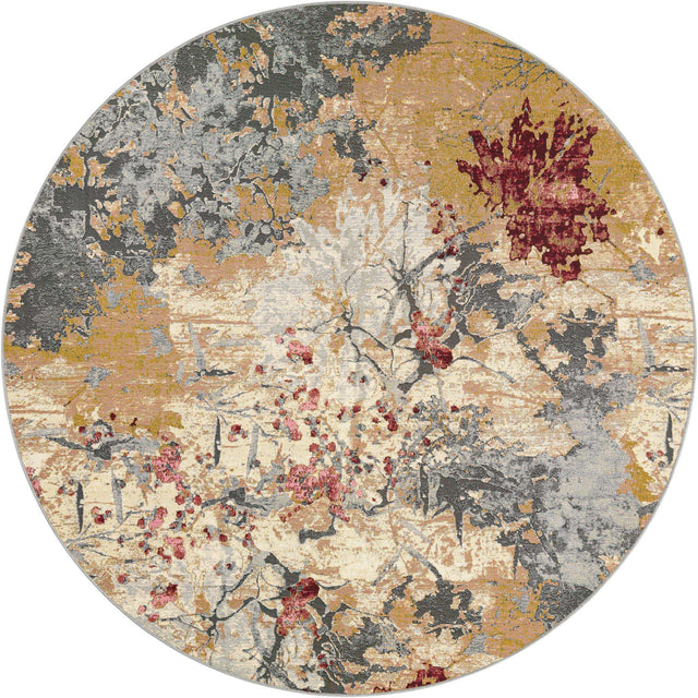 Multicolor 7' 10 x 7' 10 Outdoor Modern Round Area Rug Weather Resistant for Patio, Deck, Terrace, Balcony, Porch 100% Polypropylene Modern Outside Carpet for Sale at Rug Engine