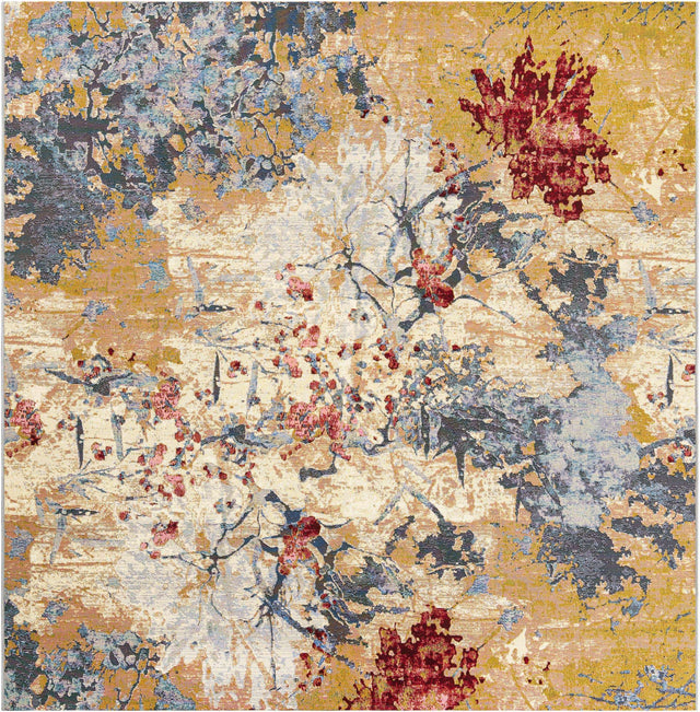 Multicolor 7' 10 x 7' 10 Outdoor Modern Square Area Rug Weather Resistant for Patio, Deck, Terrace, Balcony, Porch 100% Polypropylene Modern Outside Carpet for Sale at Rug Engine