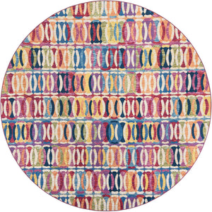 Multicolor 10' x 10' Outdoor Modern Round Area Rug Weather Resistant for Patio, Deck, Terrace, Balcony, Porch 100% Polypropylene Modern Outside Carpet for Sale at Rug Engine