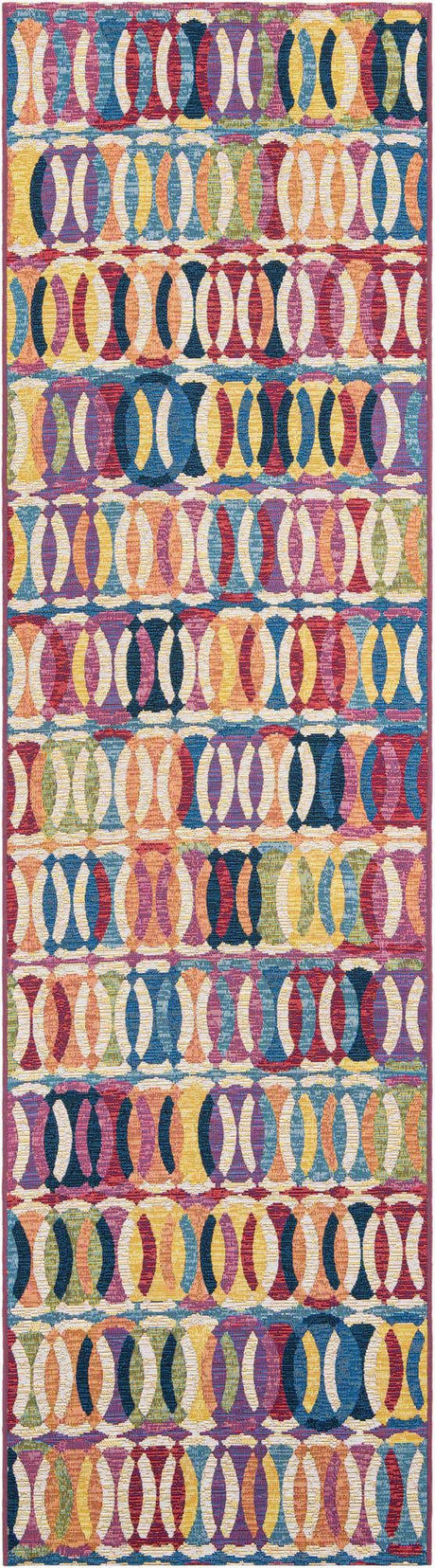 Multicolor 2' 7 x 10' Outdoor Modern Runner Area Rug Weather Resistant for Patio, Deck, Terrace, Balcony, Porch 100% Polypropylene Modern Outside Carpet for Sale at Rug Engine