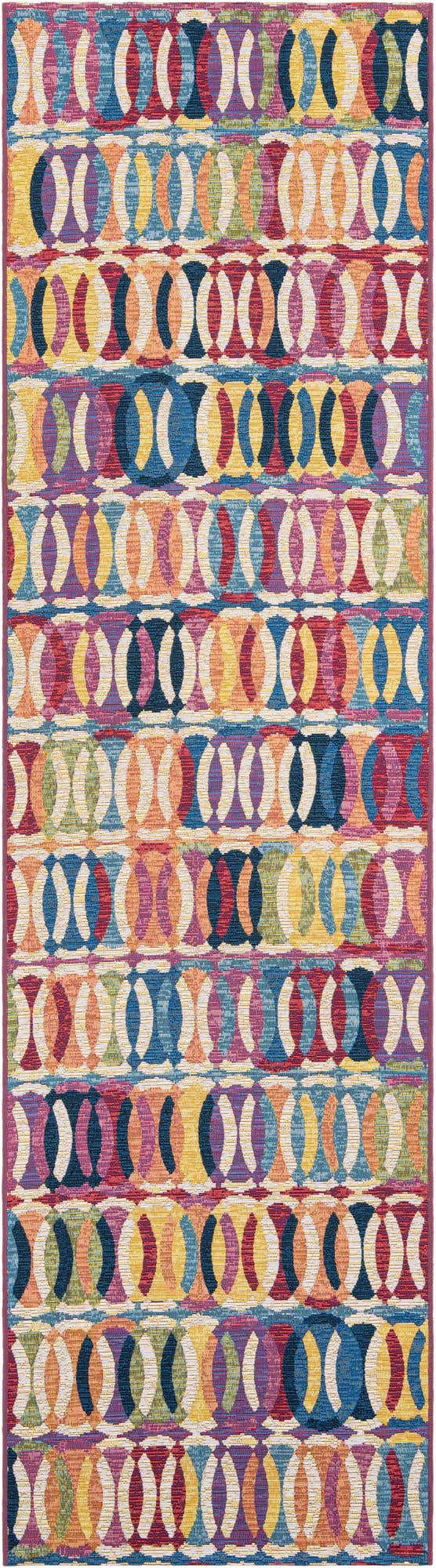 Multicolor 2' 7 x 10' Outdoor Modern Runner Area Rug Weather Resistant for Patio, Deck, Terrace, Balcony, Porch 100% Polypropylene Modern Outside Carpet for Sale at Rug Engine
